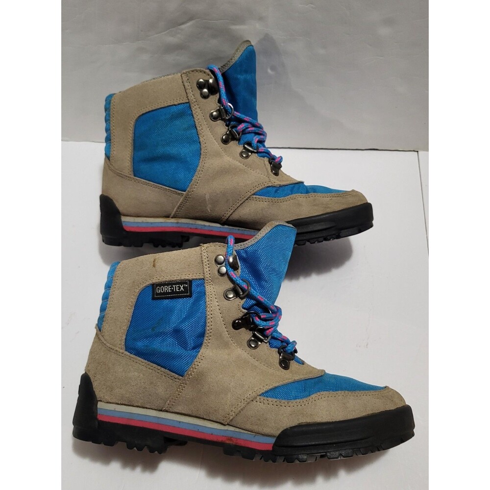 Vintage Danner Boots Women's 8.5 M Cross Hiker Gore-TEX Leather Nylon Gray Blue